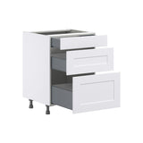 Hugo&Borg Jolie 24-in W x 34.5-in H x 24-in D Warm White 3-Drawer Base Fully Assembled Cabinet