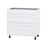 Hugo&Borg Jolie 36-in W x 34.5-in H x 24-in D Warm White 3-Drawer Base Fully Assembled Cabinet