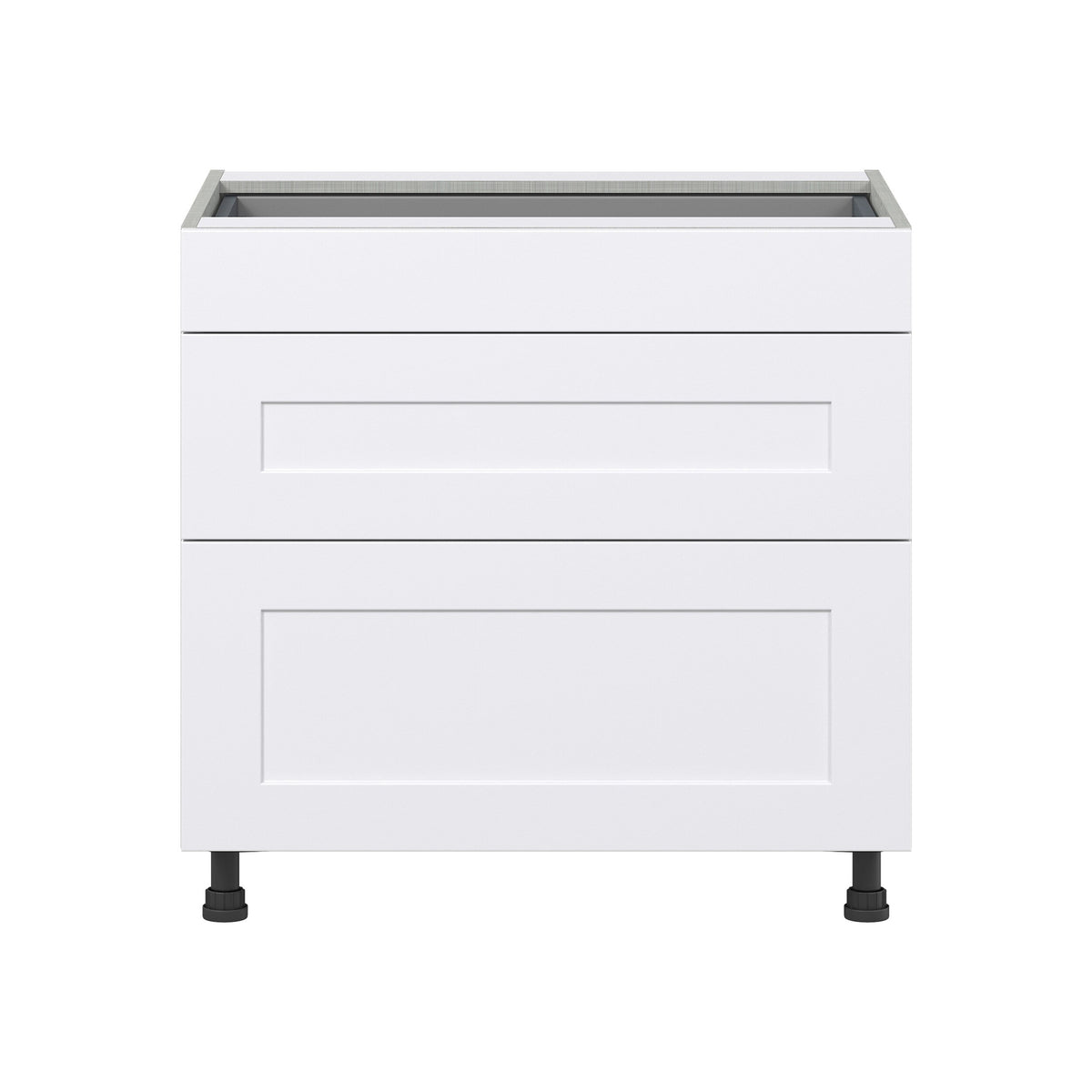 Hugo&Borg Jolie 36-in W x 34.5-in H x 24-in D Warm White 3-Drawer Base Fully Assembled Cabinet