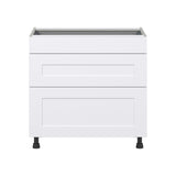 Hugo&Borg Jolie 36-in W x 34.5-in H x 24-in D Warm White 3-Drawer Base Fully Assembled Cabinet
