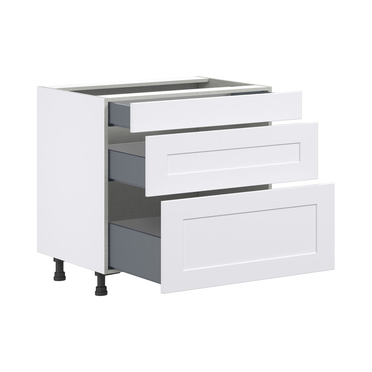 Hugo&Borg Jolie 36-in W x 34.5-in H x 24-in D Warm White 3-Drawer Base Fully Assembled Cabinet