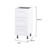 Hugo&Borg Jolie 15-in W x 34.5-in H x 24-in D Warm White 3-Drawer Base Fully Assembled Cabinet