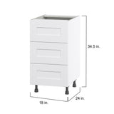 Hugo&Borg Jolie 18-in W x 34.5-in H x 24-in D Warm White 3-Drawer Base Fully Assembled Cabinet