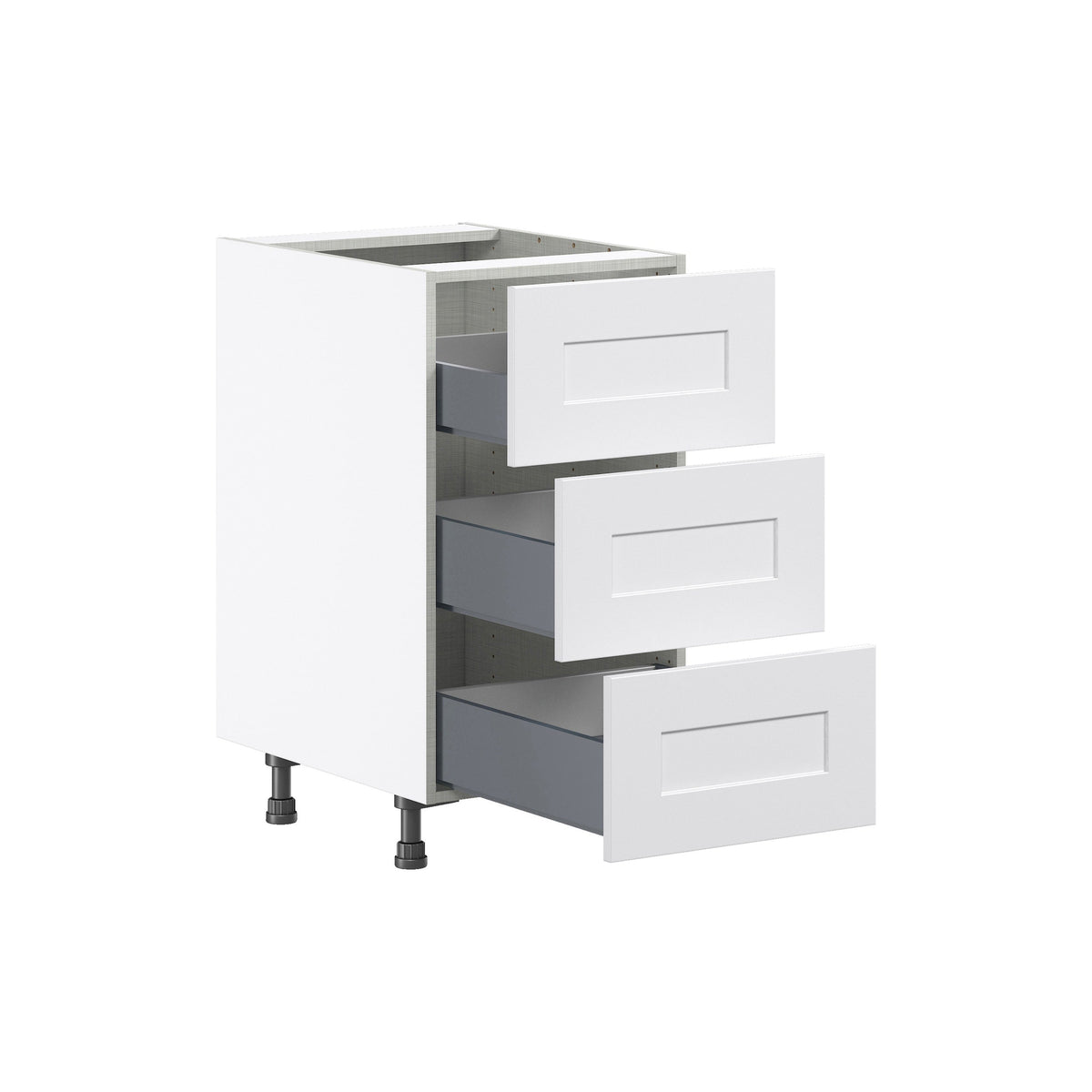 Hugo&Borg Jolie 18-in W x 34.5-in H x 24-in D Warm White 3-Drawer Base Fully Assembled Cabinet