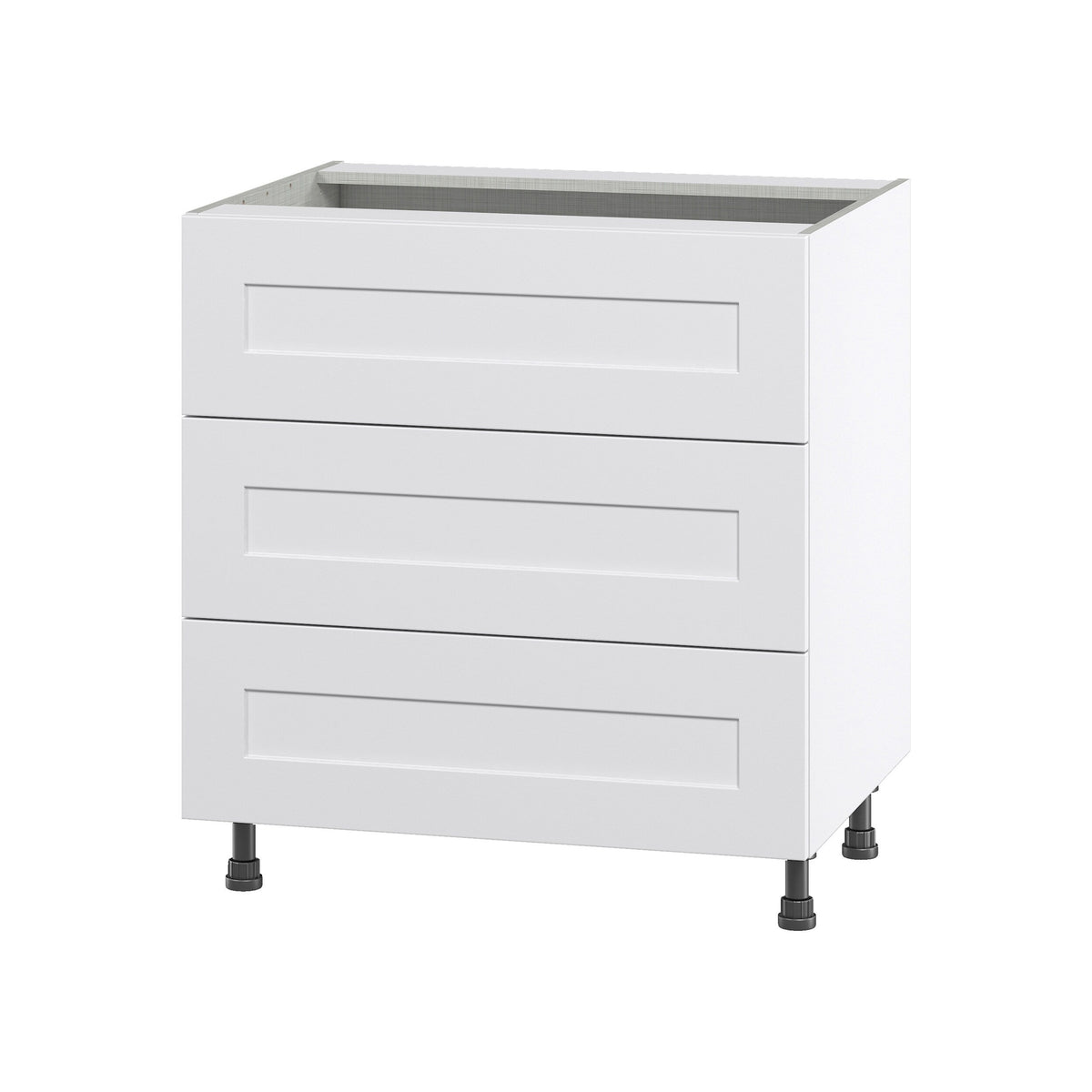 Hugo&Borg Jolie 30-in W x 34.5-in H x 24-in D Warm White 3-Drawer Base Fully Assembled Cabinet