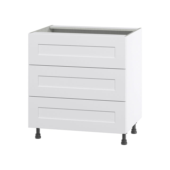 Hugo&Borg Jolie 30-in W x 34.5-in H x 24-in D Warm White 3-Drawer Base Fully Assembled Cabinet