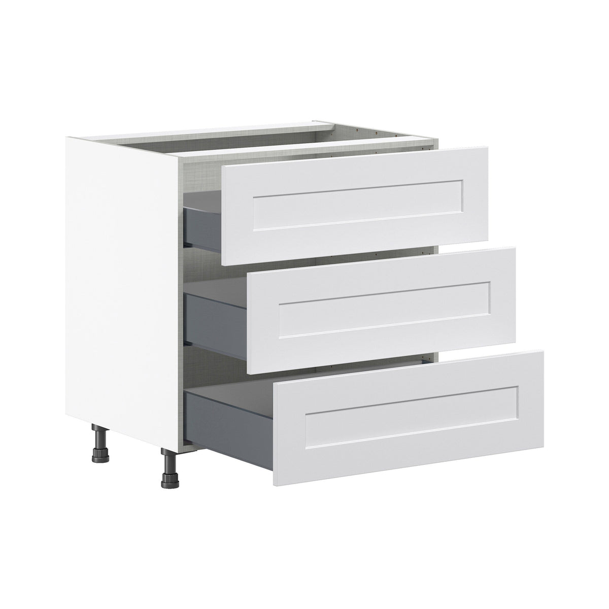 Hugo&Borg Jolie 30-in W x 34.5-in H x 24-in D Warm White 3-Drawer Base Fully Assembled Cabinet