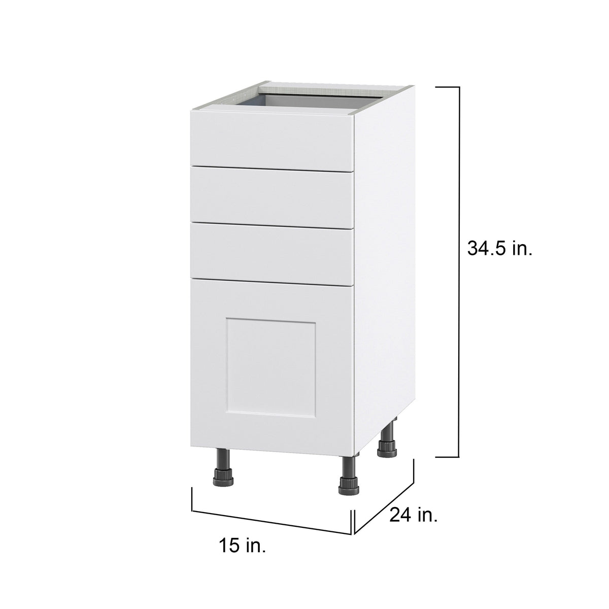 Hugo&Borg Jolie 15-in W x 34.5-in H x 25-in D Warm White 4-Drawer Base Fully Assembled Cabinet