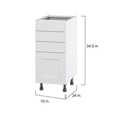 Hugo&Borg Jolie 15-in W x 34.5-in H x 25-in D Warm White 4-Drawer Base Fully Assembled Cabinet
