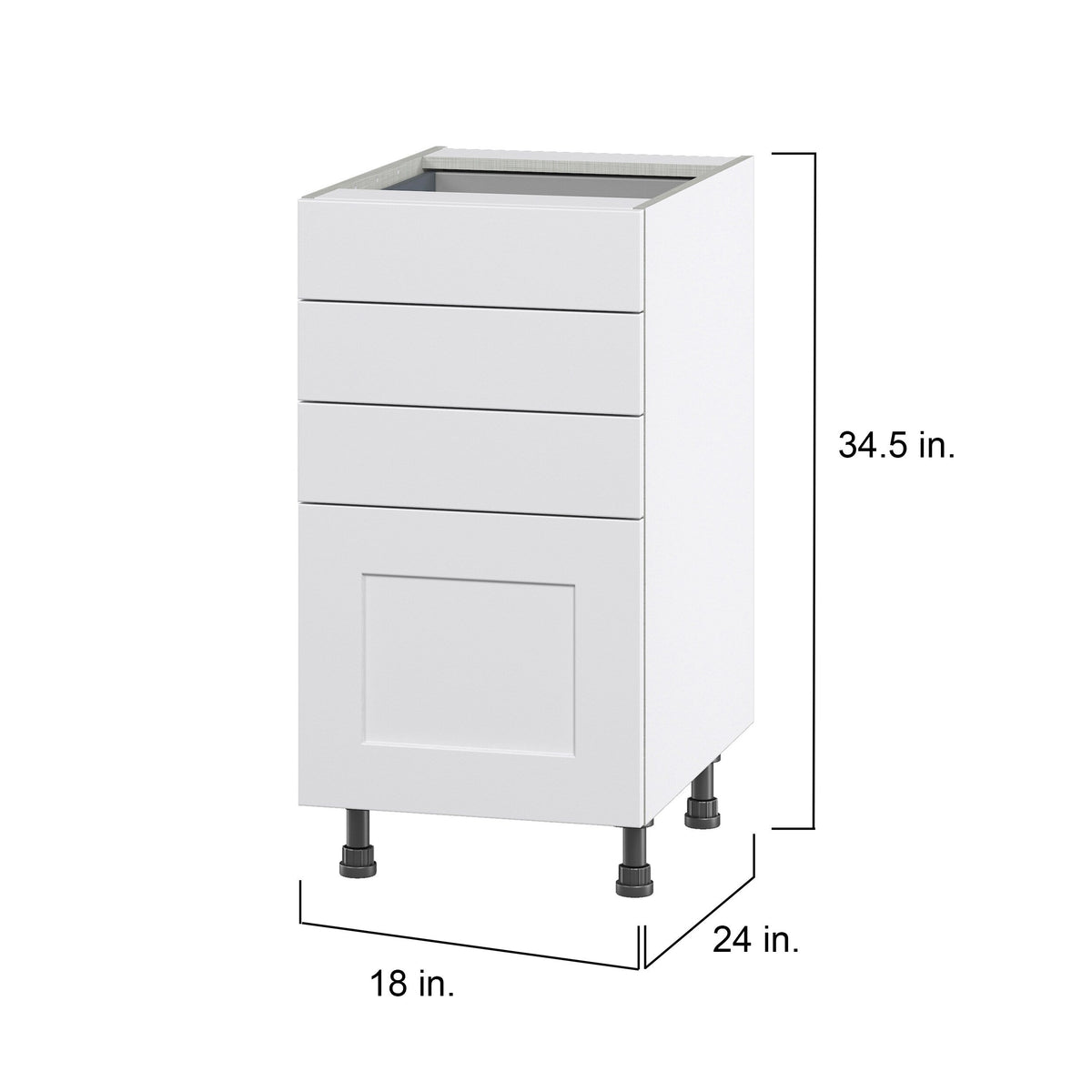 Hugo&Borg Jolie 18-in W x 34.5-in H x 24-in D Warm White 4-Drawer Base Fully Assembled Cabinet
