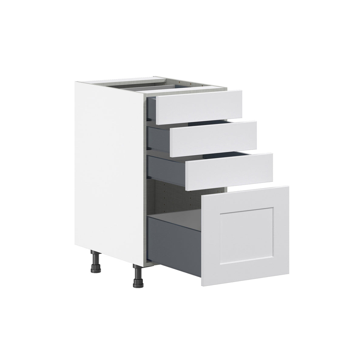 Hugo&Borg Jolie 18-in W x 34.5-in H x 24-in D Warm White 4-Drawer Base Fully Assembled Cabinet