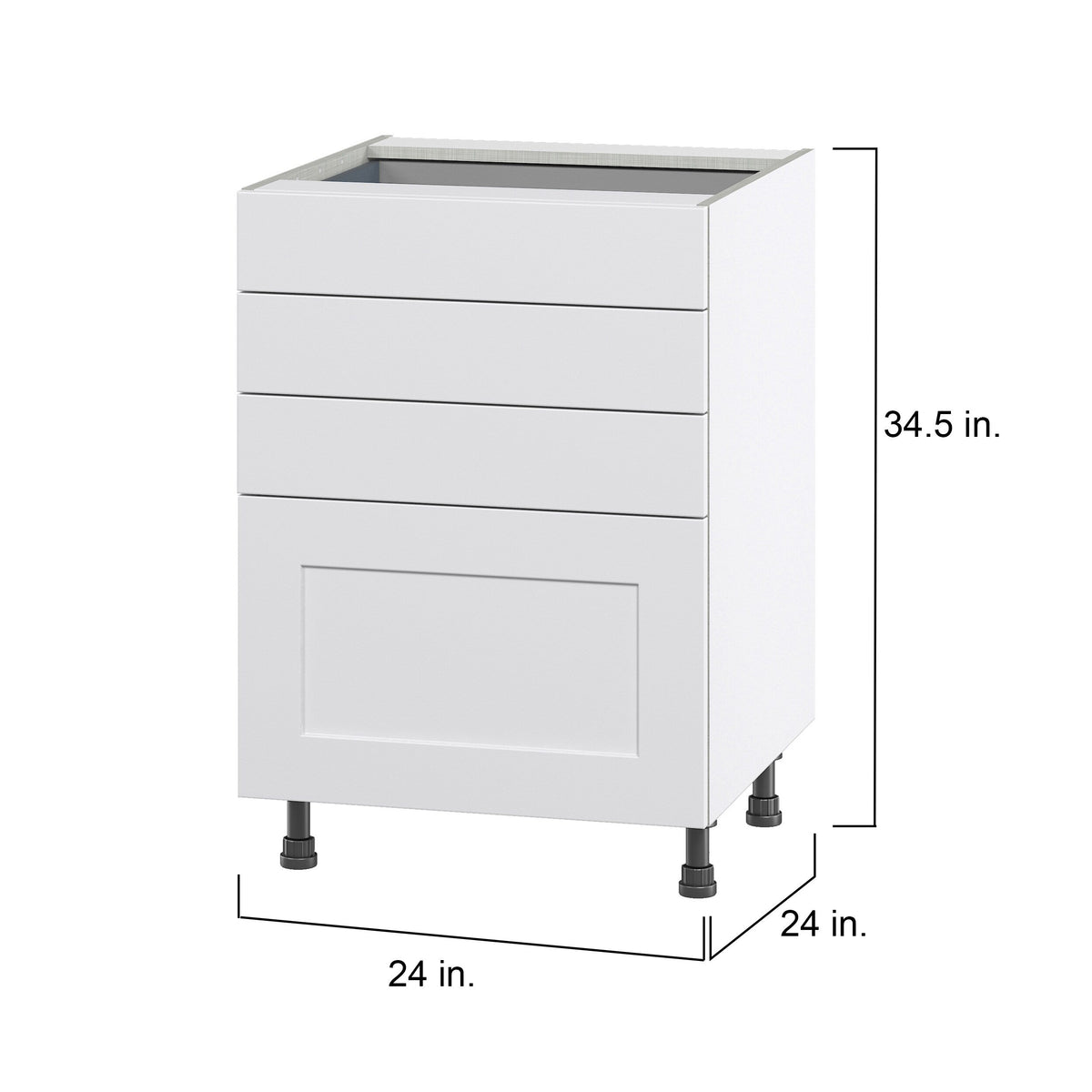 Hugo&Borg Jolie 24-in W x 34.5-in H x 24-in D Warm White 4-Drawer Base Fully Assembled Cabinet