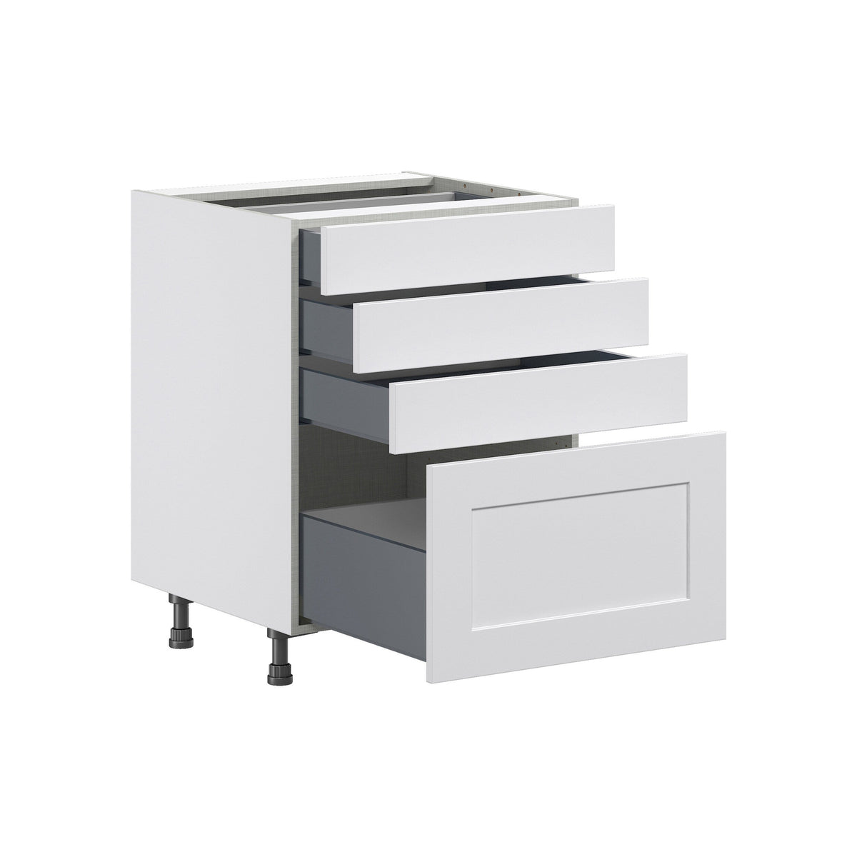 Hugo&Borg Jolie 24-in W x 34.5-in H x 24-in D Warm White 4-Drawer Base Fully Assembled Cabinet