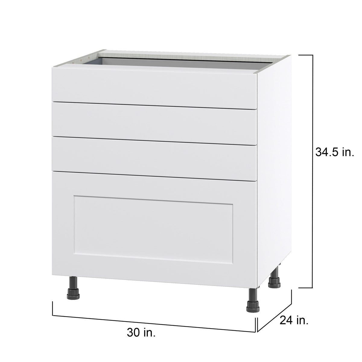 Hugo&Borg Jolie 30-in W x 34.5-in H x 24-in D Warm White 4-Drawer Base Fully Assembled Cabinet
