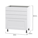 Hugo&Borg Jolie 30-in W x 34.5-in H x 24-in D Warm White 4-Drawer Base Fully Assembled Cabinet
