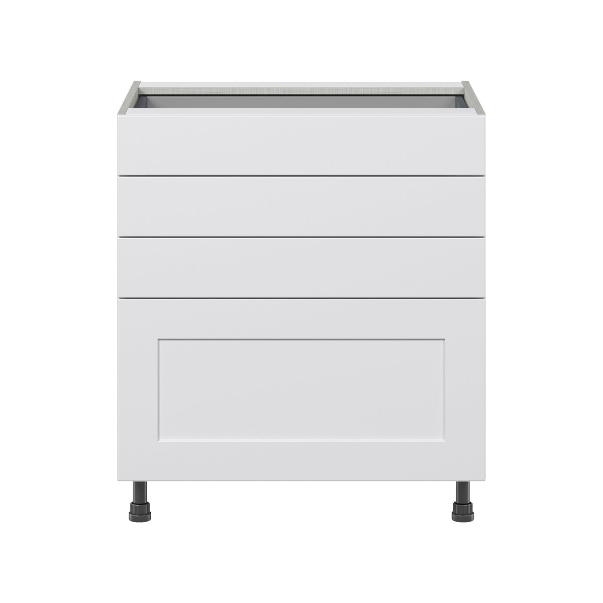 Hugo&Borg Jolie 30-in W x 34.5-in H x 24-in D Warm White 4-Drawer Base Fully Assembled Cabinet