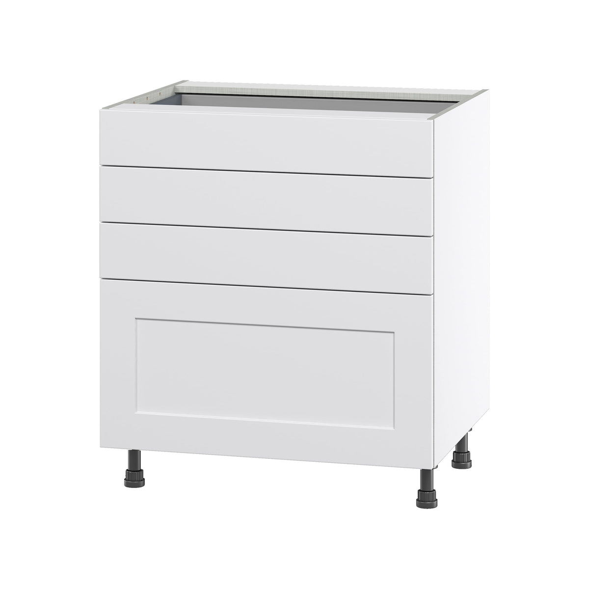Hugo&Borg Jolie 30-in W x 34.5-in H x 24-in D Warm White 4-Drawer Base Fully Assembled Cabinet