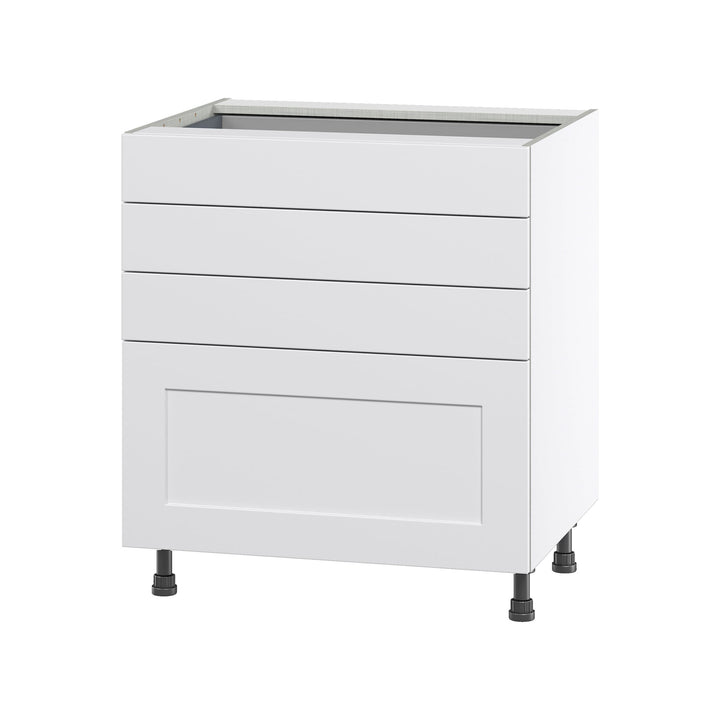 Hugo&Borg Jolie 30-in W x 34.5-in H x 24-in D Warm White 4-Drawer Base Fully Assembled Cabinet