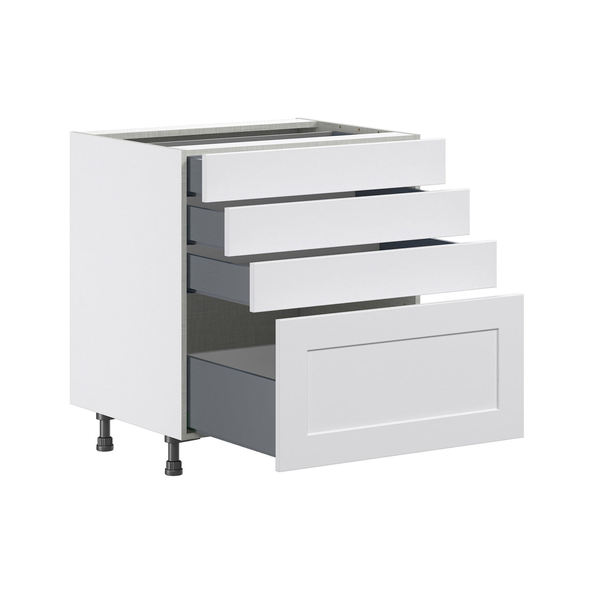 Hugo&Borg Jolie 30-in W x 34.5-in H x 24-in D Warm White 4-Drawer Base Fully Assembled Cabinet