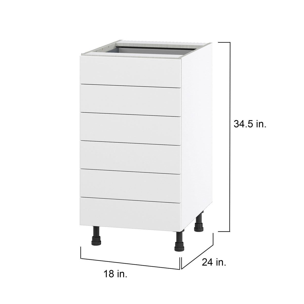 Hugo&Borg Jolie 18-in W x 34.5-in H x 24-in D Warm White 6-Drawer Base Fully Assembled Cabinet