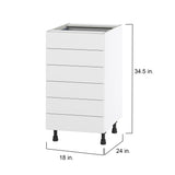 Hugo&Borg Jolie 18-in W x 34.5-in H x 24-in D Warm White 6-Drawer Base Fully Assembled Cabinet