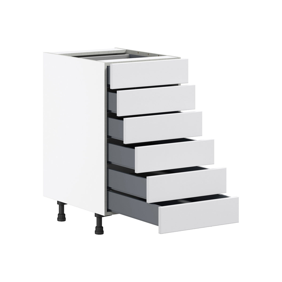 Hugo&Borg Jolie 18-in W x 34.5-in H x 24-in D Warm White 6-Drawer Base Fully Assembled Cabinet