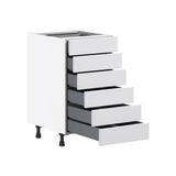 Hugo&Borg Jolie 18-in W x 34.5-in H x 24-in D Warm White 6-Drawer Base Fully Assembled Cabinet