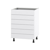 Hugo&Borg Jolie 24-in W x 34.5-in H x 24-in D Warm White 6-Drawer Base Fully Assembled Cabinet