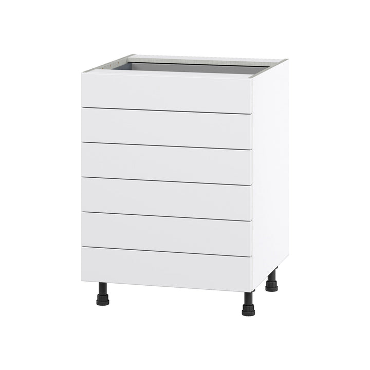 Hugo&Borg Jolie 24-in W x 34.5-in H x 24-in D Warm White 6-Drawer Base Fully Assembled Cabinet