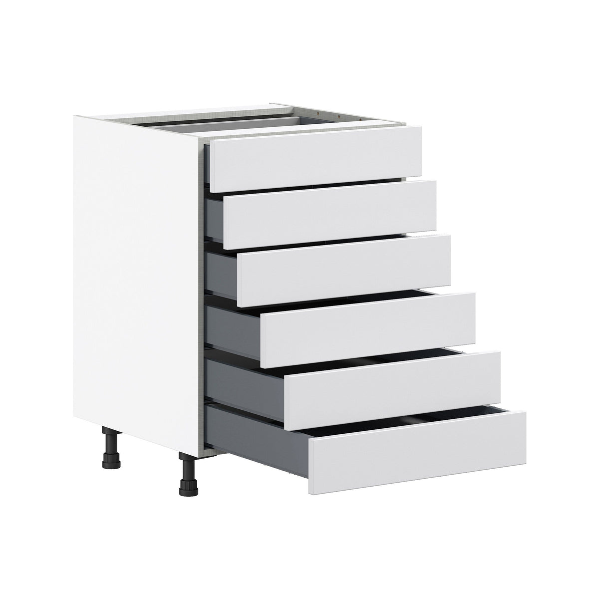 Hugo&Borg Jolie 24-in W x 34.5-in H x 24-in D Warm White 6-Drawer Base Fully Assembled Cabinet