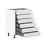 Hugo&Borg Jolie 24-in W x 34.5-in H x 24-in D Warm White 6-Drawer Base Fully Assembled Cabinet