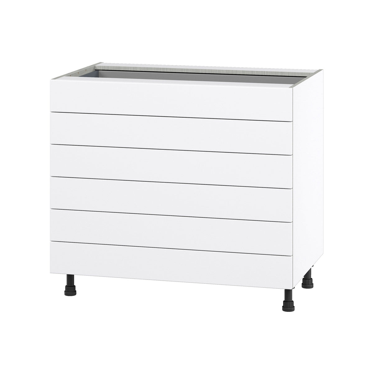 Hugo&Borg Jolie 36-in W x 34.5-in H x 24-in D Warm White 6-Drawer Base Fully Assembled Cabinet
