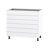 Hugo&Borg Jolie 36-in W x 34.5-in H x 24-in D Warm White 6-Drawer Base Fully Assembled Cabinet