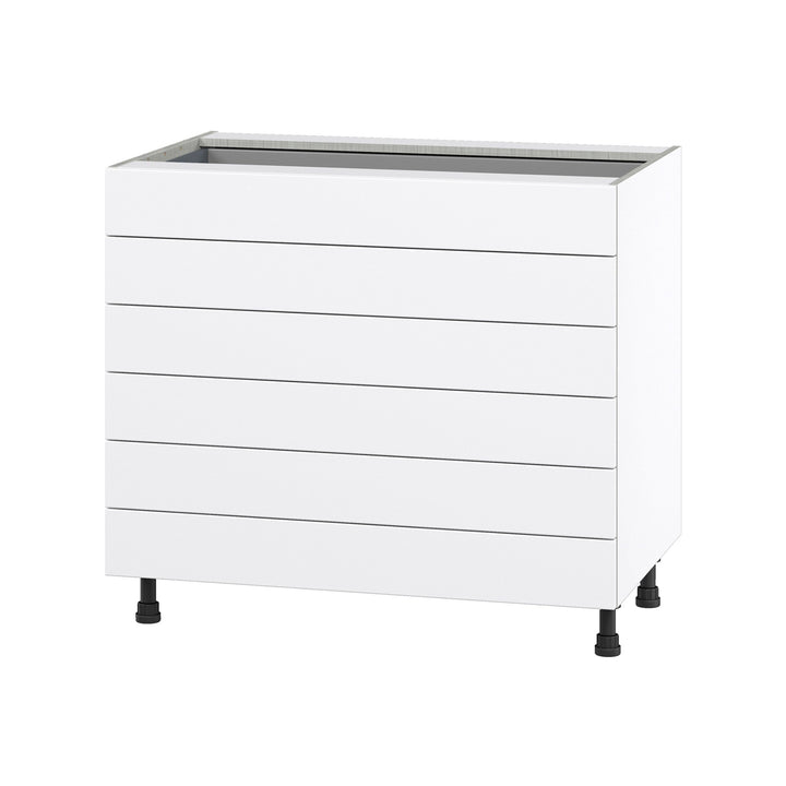 Hugo&Borg Jolie 36-in W x 34.5-in H x 24-in D Warm White 6-Drawer Base Fully Assembled Cabinet