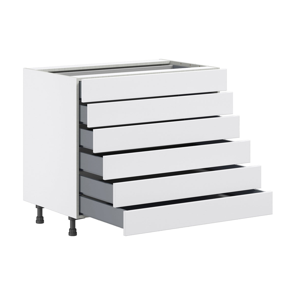 Hugo&Borg Jolie 36-in W x 34.5-in H x 24-in D Warm White 6-Drawer Base Fully Assembled Cabinet