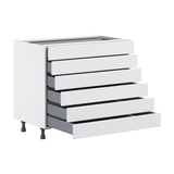 Hugo&Borg Jolie 36-in W x 34.5-in H x 24-in D Warm White 6-Drawer Base Fully Assembled Cabinet