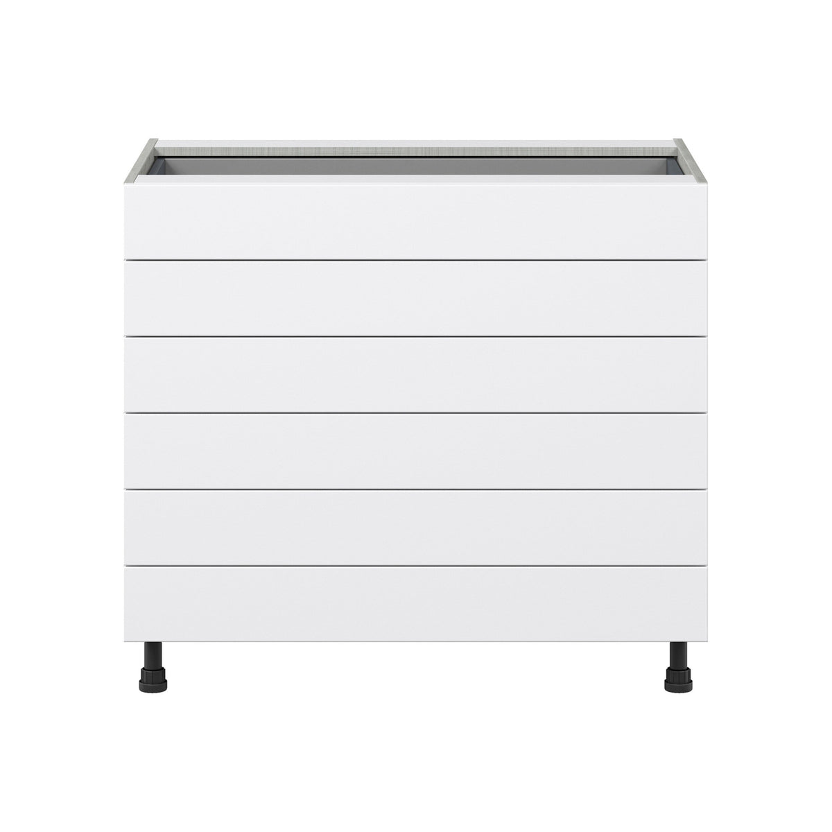 Hugo&Borg Jolie 36-in W x 34.5-in H x 24-in D Warm White 6-Drawer Base Fully Assembled Cabinet