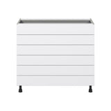 Hugo&Borg Jolie 36-in W x 34.5-in H x 24-in D Warm White 6-Drawer Base Fully Assembled Cabinet