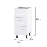 Hugo&Borg Jolie 15-in W x 34.5-in H x 25-in D Warm White 3-Drawer Base Fully Assembled Cabinet