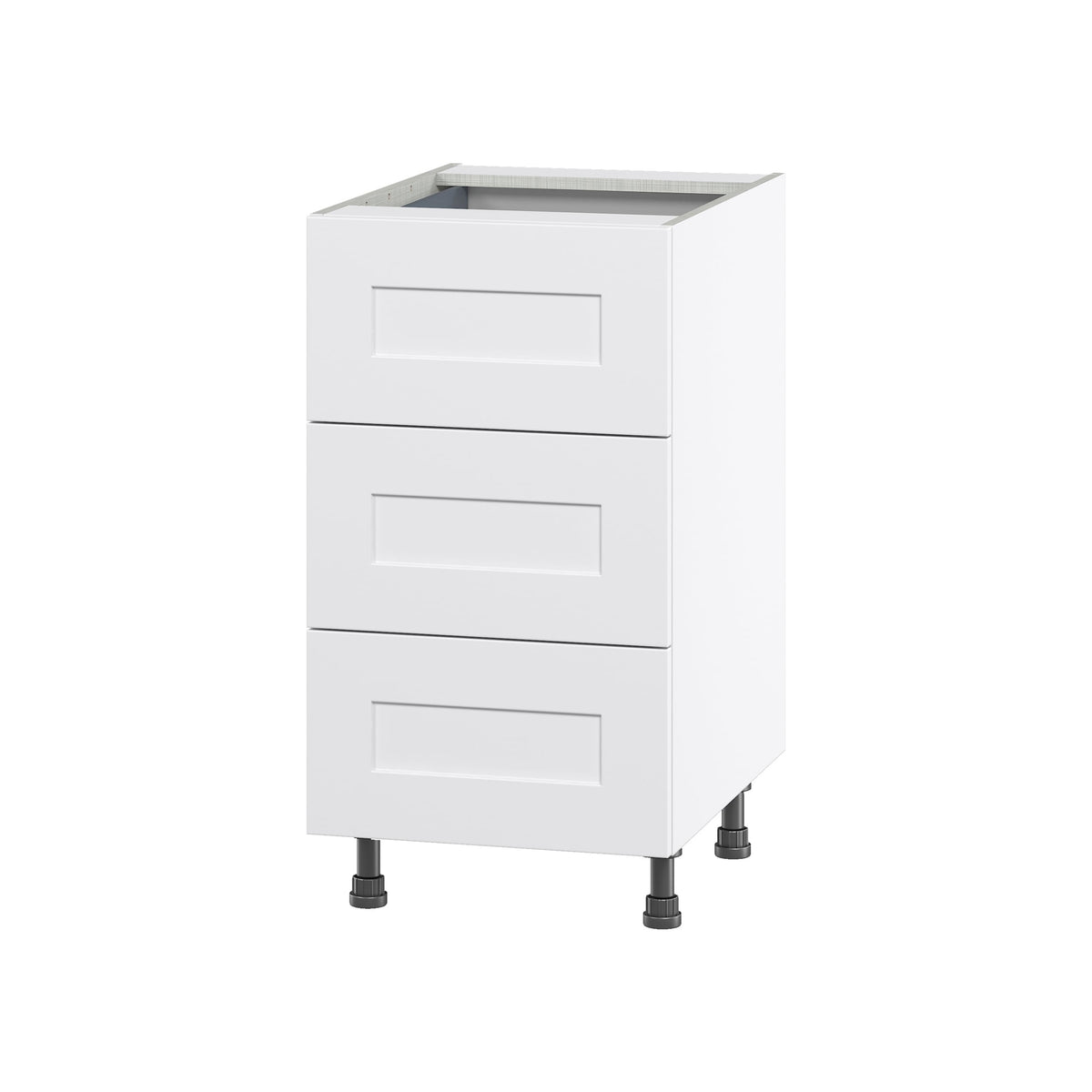 Hugo&Borg Jolie 18-in W x 34.5-in H x 25-in D Warm White 3-Drawer Base Fully Assembled Cabinet