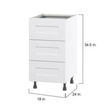 Hugo&Borg Jolie 18-in W x 34.5-in H x 25-in D Warm White 3-Drawer Base Fully Assembled Cabinet