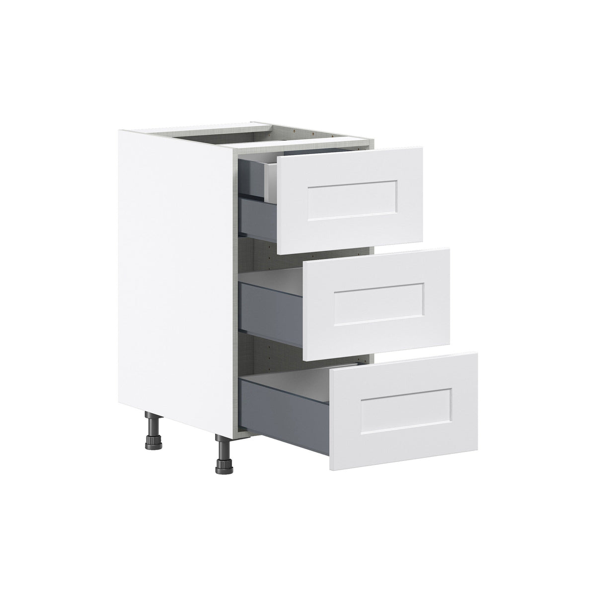 Hugo&Borg Jolie 18-in W x 34.5-in H x 25-in D Warm White 3-Drawer Base Fully Assembled Cabinet