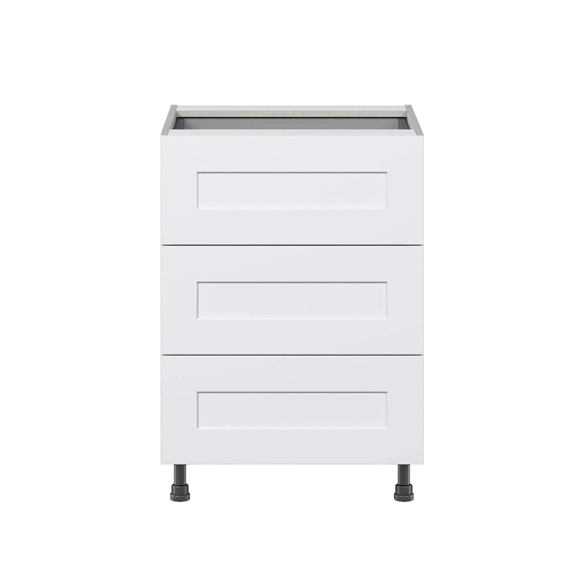 Hugo&Borg Jolie 24-in W x 34.5-in H x 24-in D Warm White 3-Drawer Base Fully Assembled Cabinet
