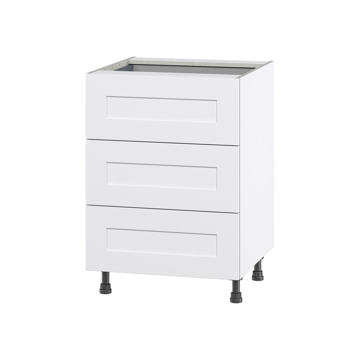 Hugo&Borg Jolie 24-in W x 34.5-in H x 24-in D Warm White 3-Drawer Base Fully Assembled Cabinet