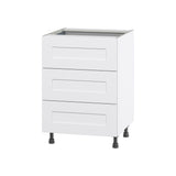 Hugo&Borg Jolie 24-in W x 34.5-in H x 24-in D Warm White 3-Drawer Base Fully Assembled Cabinet