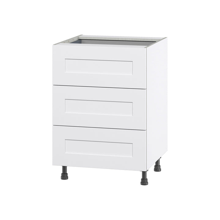 Hugo&Borg Jolie 24-in W x 34.5-in H x 24-in D Warm White 3-Drawer Base Fully Assembled Cabinet