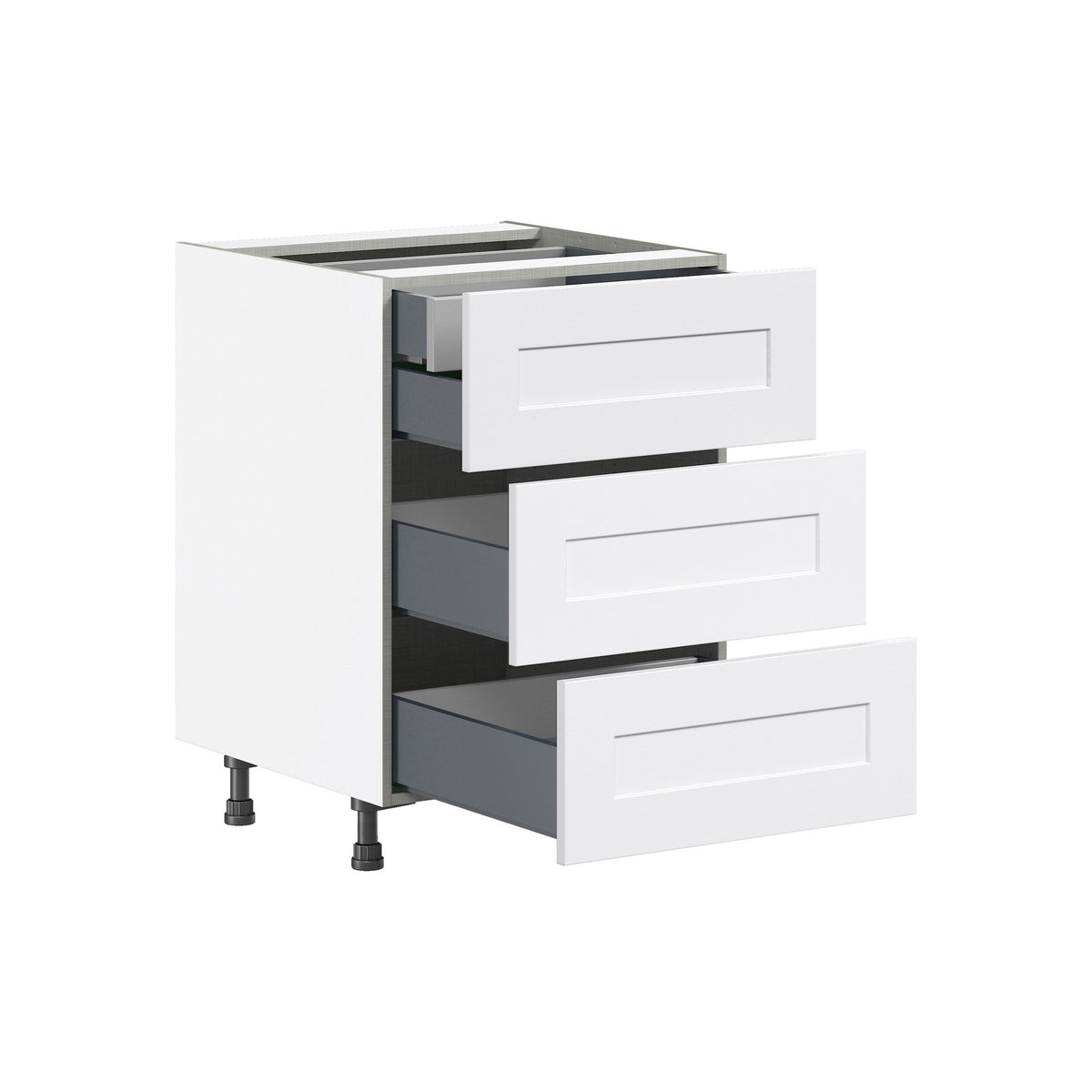 Hugo&Borg Jolie 24-in W x 34.5-in H x 24-in D Warm White 3-Drawer Base Fully Assembled Cabinet