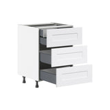 Hugo&Borg Jolie 24-in W x 34.5-in H x 24-in D Warm White 3-Drawer Base Fully Assembled Cabinet