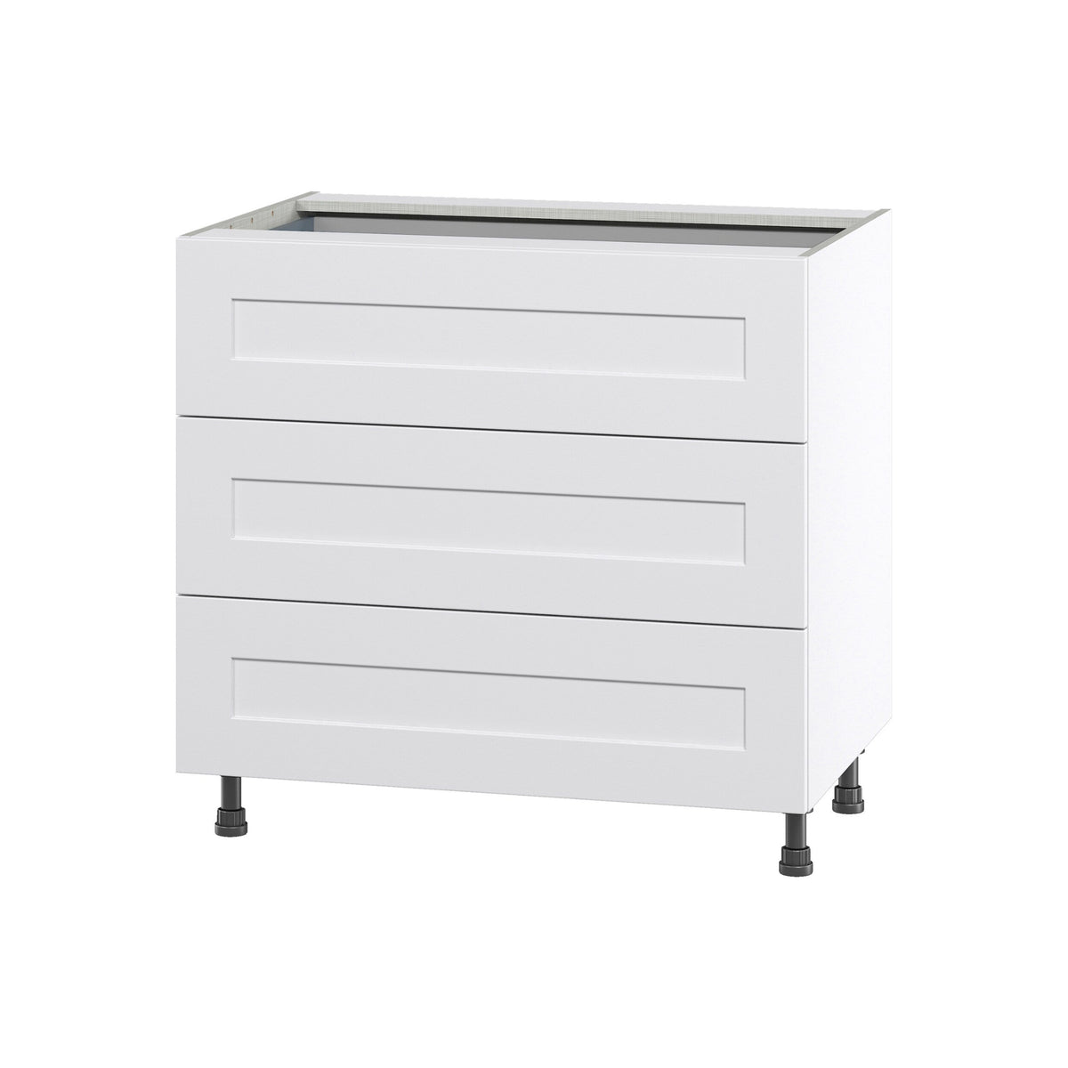 Hugo&Borg Jolie 36-in W x 34.5-in H x 24-in D Warm White 3-Drawer Base Fully Assembled Cabinet