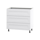 Hugo&Borg Jolie 36-in W x 34.5-in H x 24-in D Warm White 3-Drawer Base Fully Assembled Cabinet